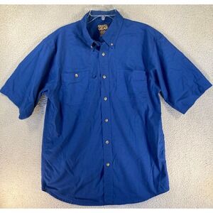 Gravel Gear Shirt Men's Large Blue Short Sleeve Button Down Cotton Work Utility‎